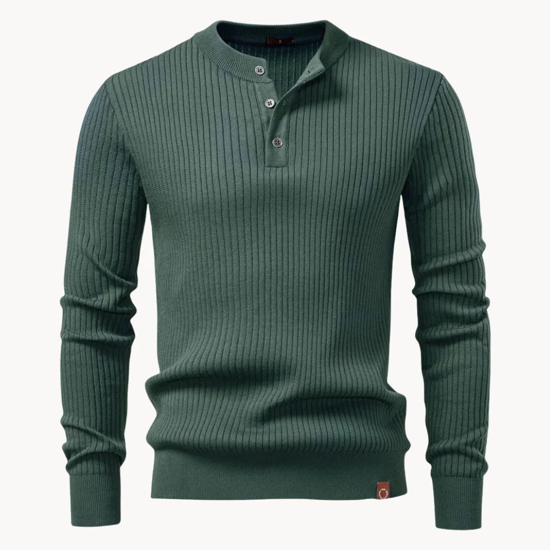 Nico | Fitted Round-Neck Jumper with Button Closure for Men