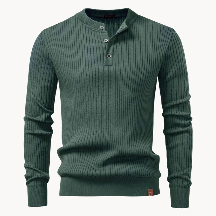 Nico | Fitted Round-Neck Jumper with Button Closure for Men