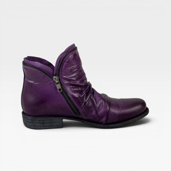 Isadora | Elegant Leather Ankle Boots with Block Heel