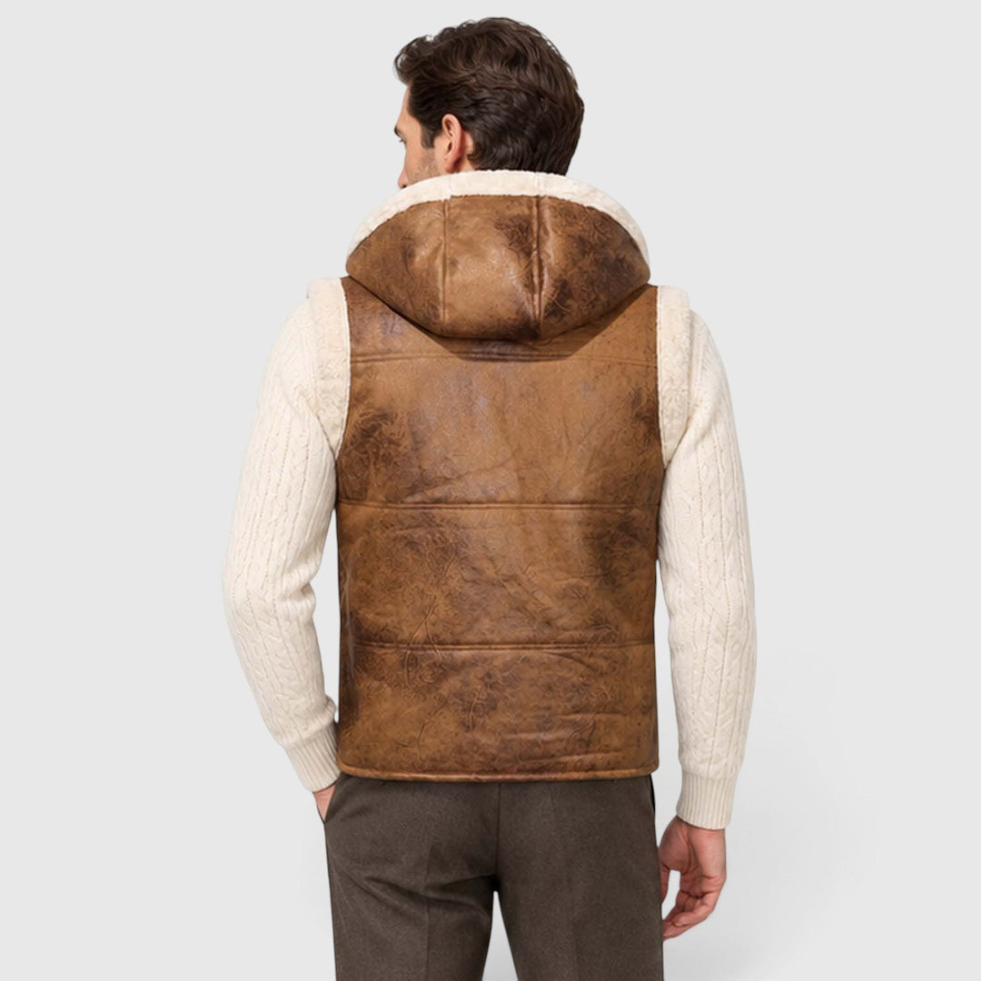 Garrett | Rugged Hooded Faux Fur Gilet