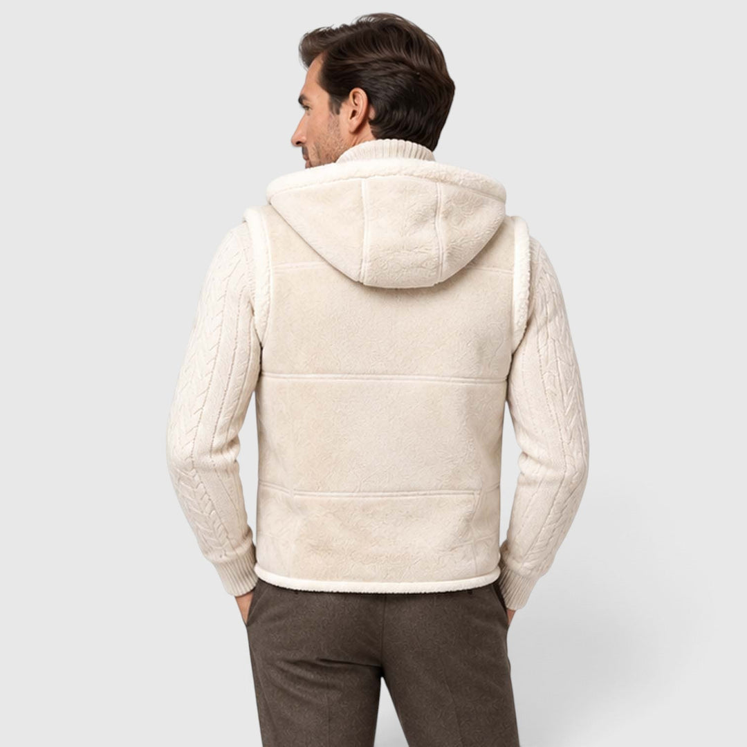 Garrett | Rugged Hooded Faux Fur Gilet
