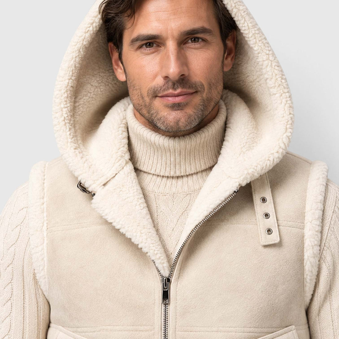 Garrett | Rugged Hooded Faux Fur Gilet