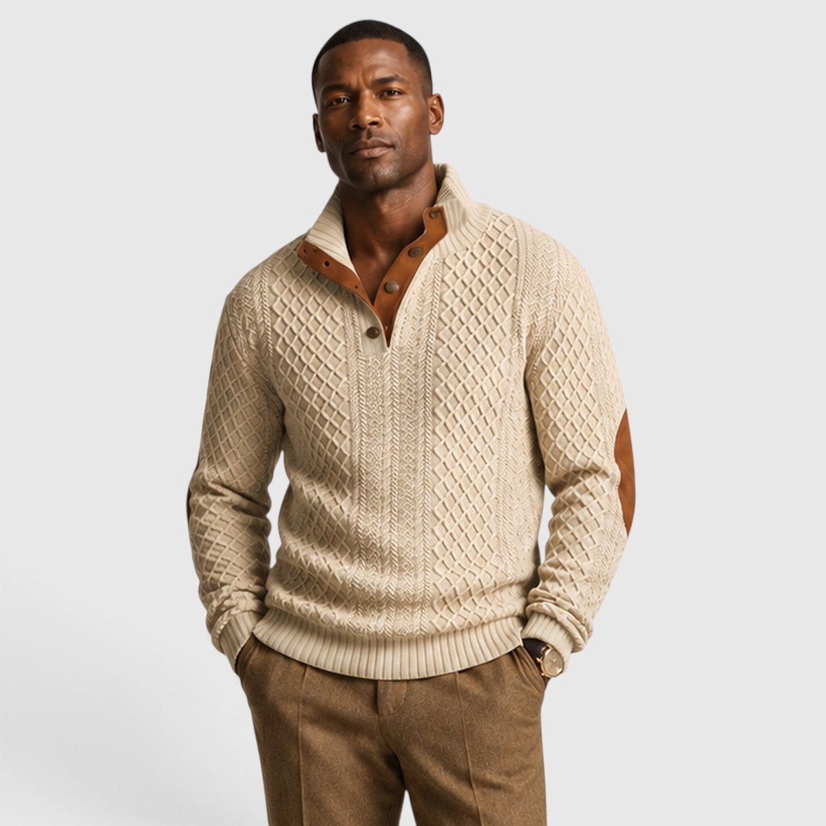 Bond | Refined Quarter Zip Cable Knit Jumper