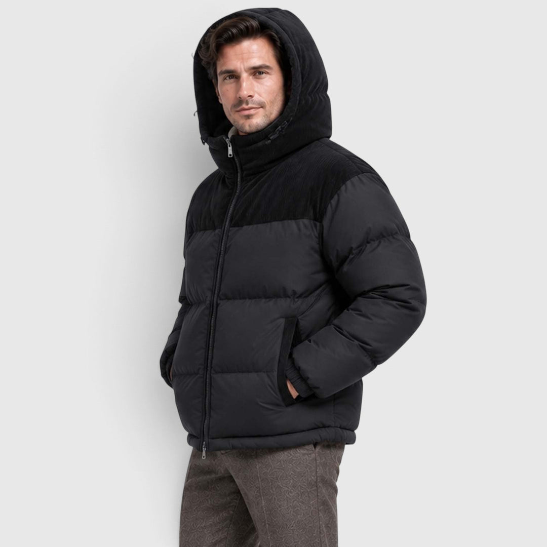 Sullivan | Practical Hooded Corduroy-Panel Puffer Jacket