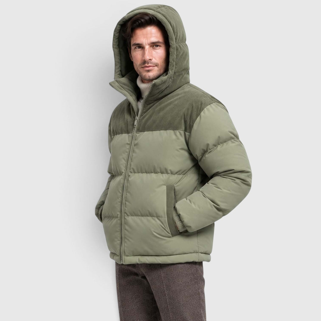 Sullivan | Practical Hooded Corduroy-Panel Puffer Jacket
