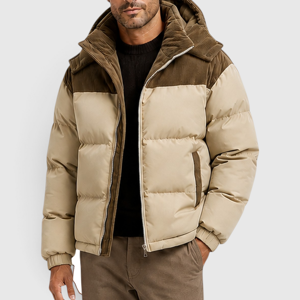 Barnaby | Refined Hooded Corduroy Puffer Jacket