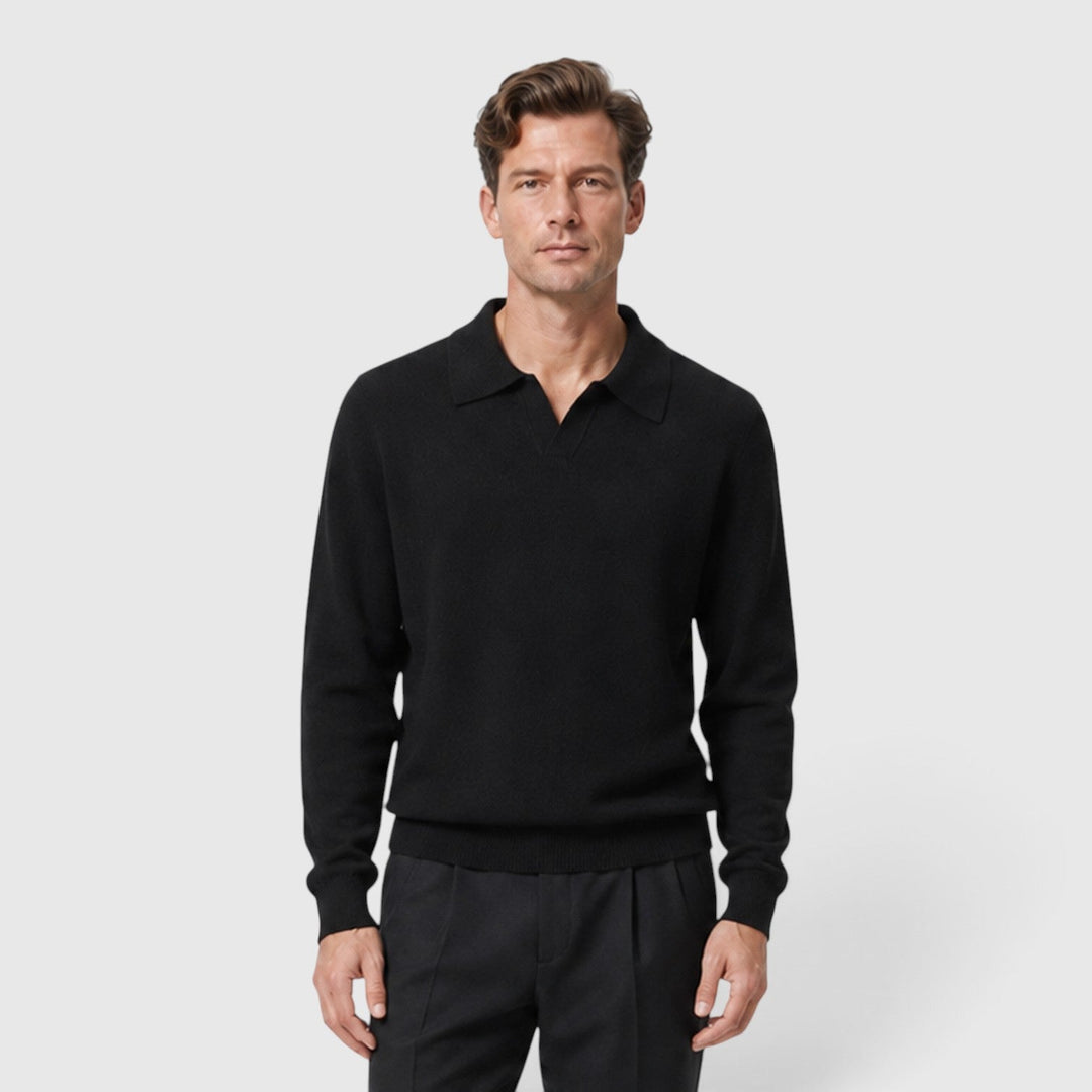 Clay | Refined Long-Sleeve Polo Sweater
