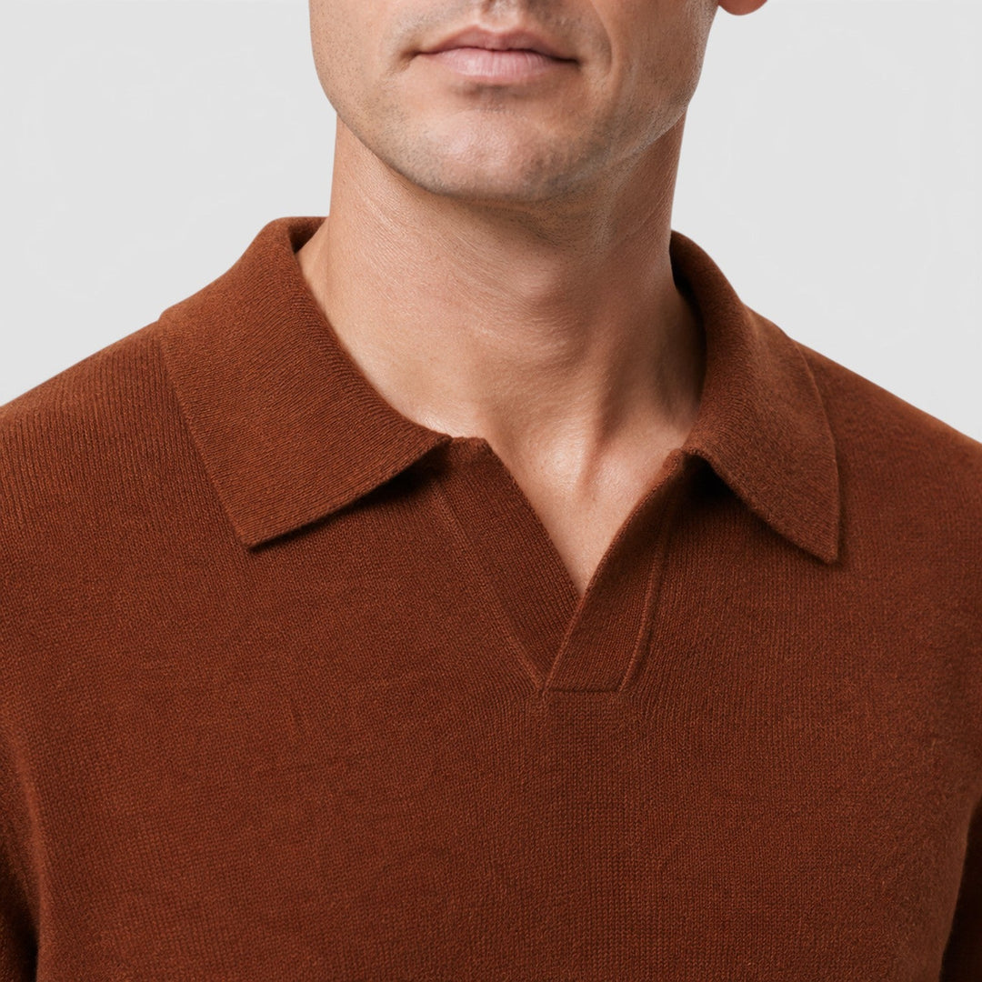 Clay | Refined Long-Sleeve Polo Sweater