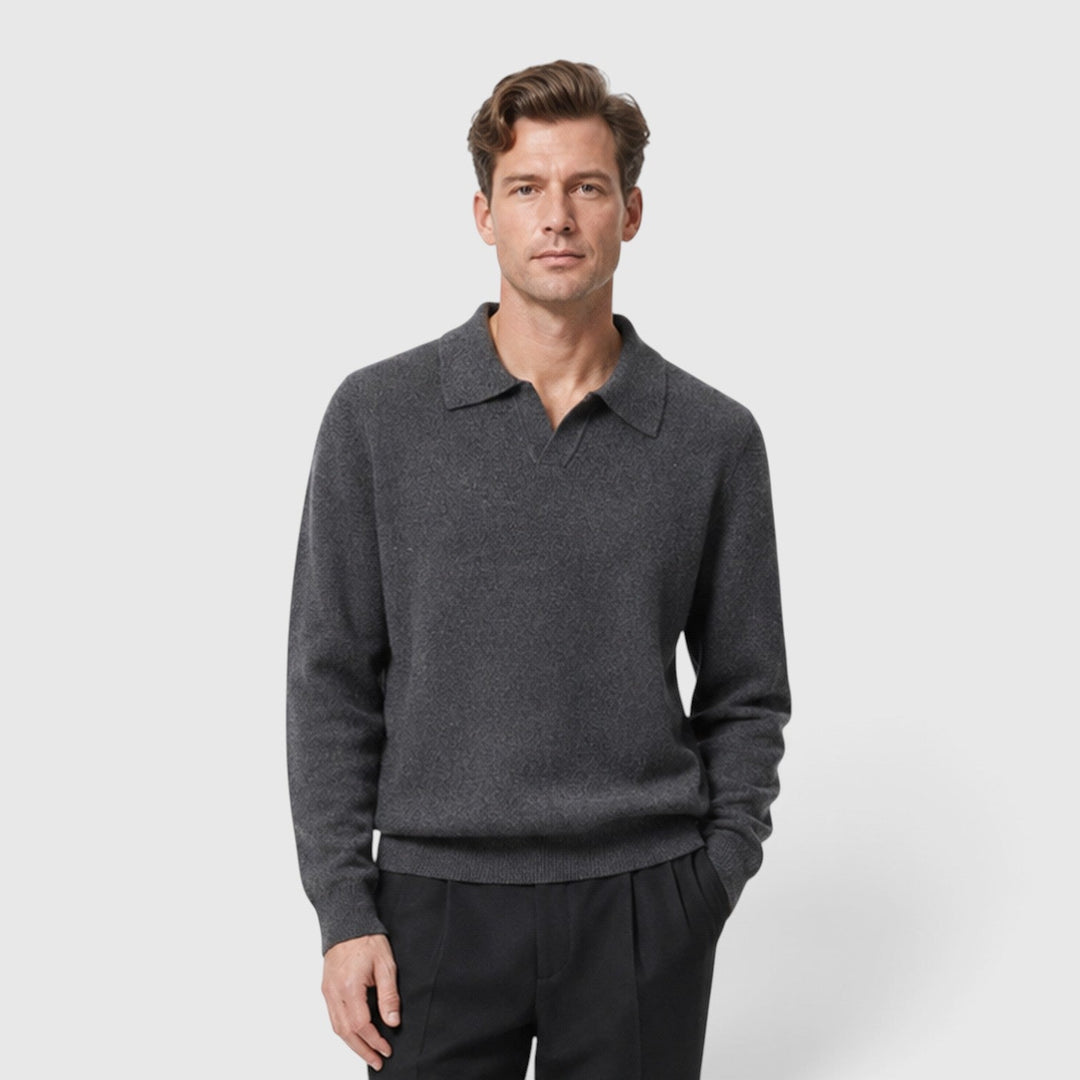 Clay | Refined Long-Sleeve Polo Sweater