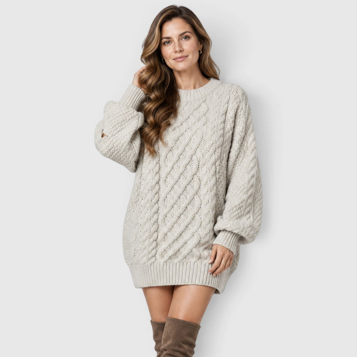 Isla | Cosy Cable Knit Jumper Dress