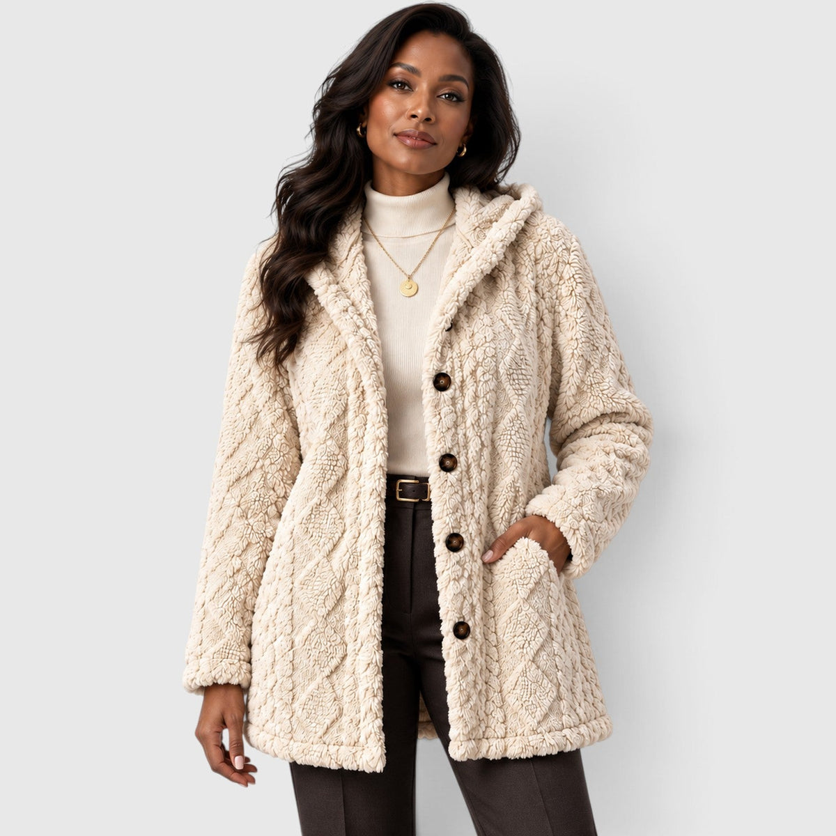 Cosima | Women's Cozy Cropped Hooded Teddy Coat
