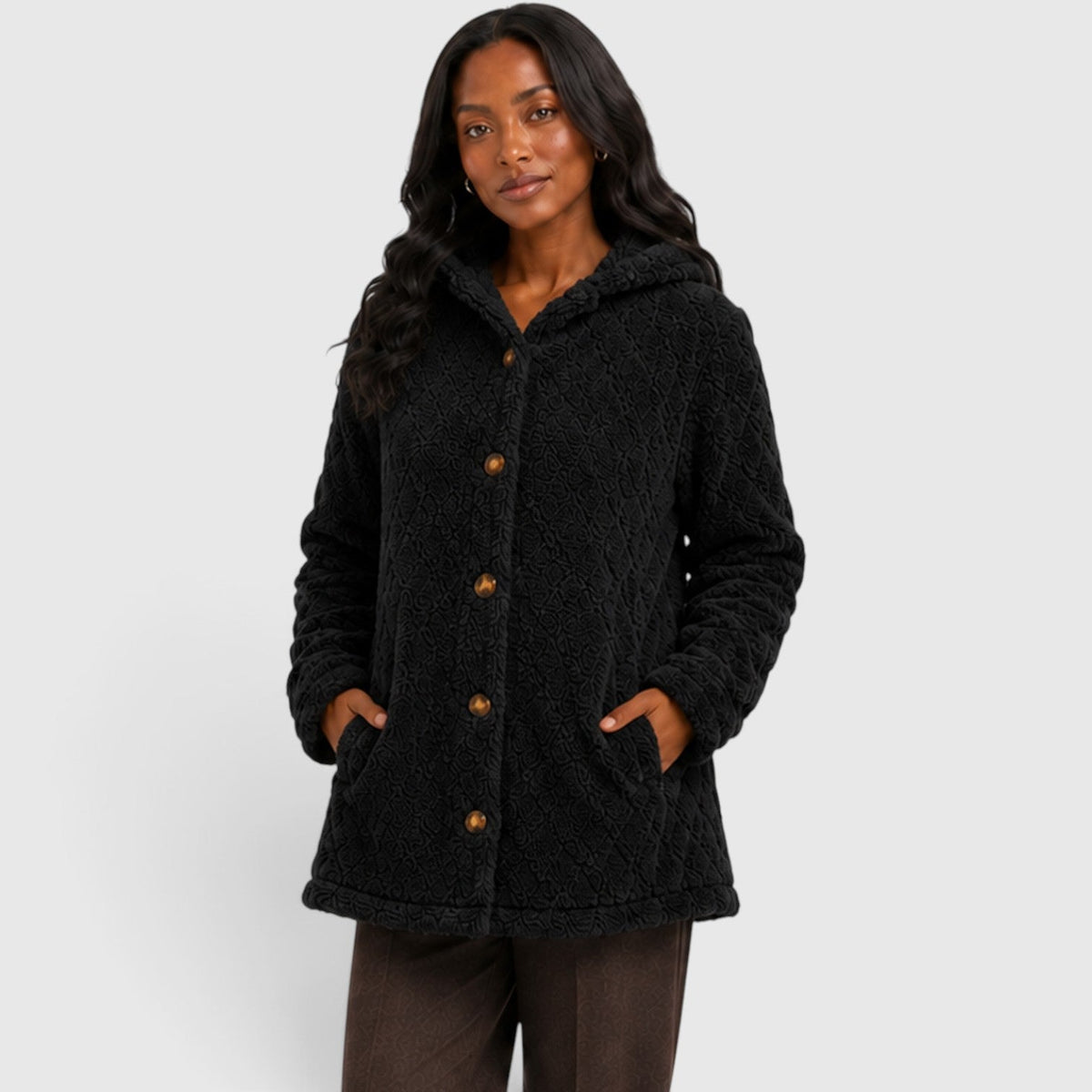 Jane | Cozy Hooded Teddy Fleece Cardigan