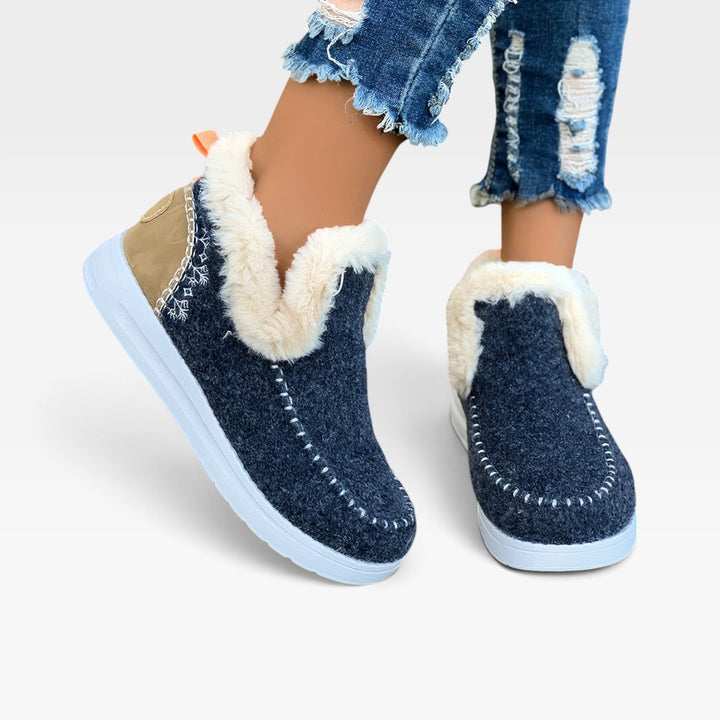 Clarissa | Plush Wool Felt Winter Ankle Boots Women