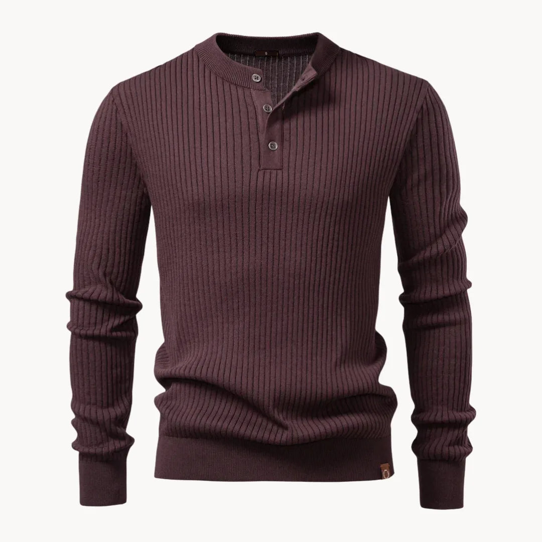 Nico | Fitted Round-Neck Jumper with Button Closure for Men