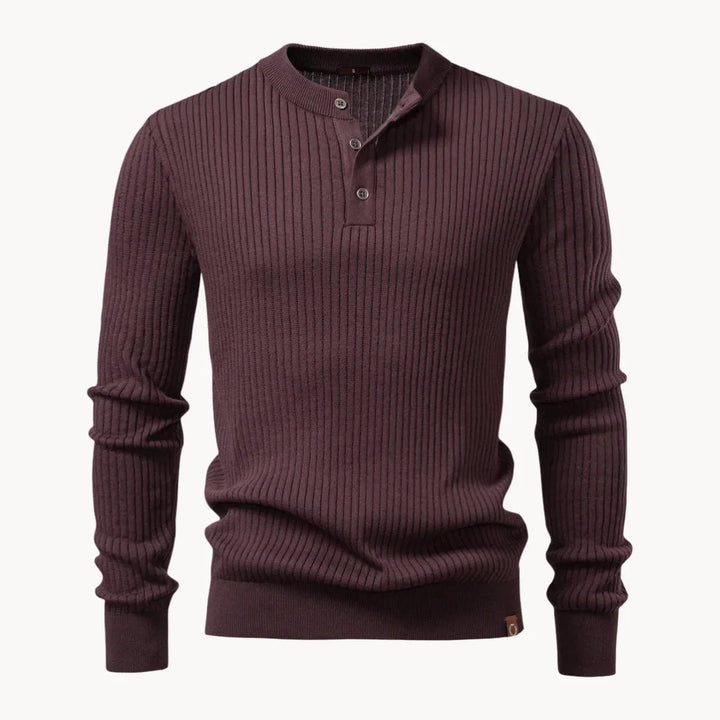 Nico | Fitted Round-Neck Jumper with Button Closure for Men