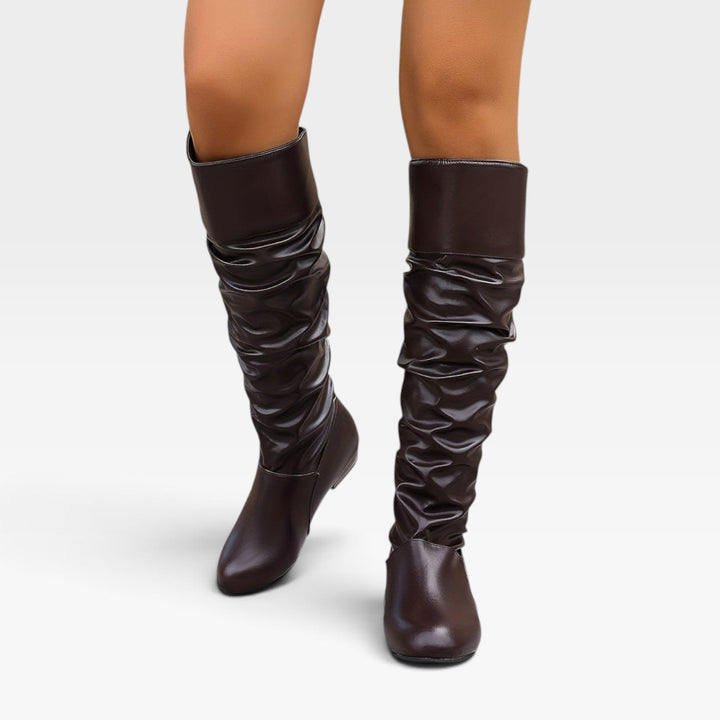 Theodosia | Relaxed Knee High Block Heel Boots Women
