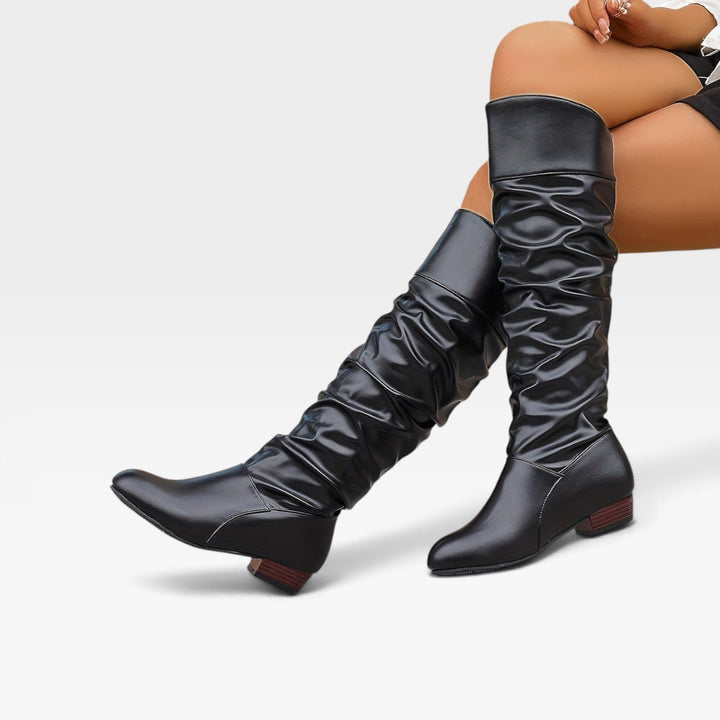 Theodosia | Relaxed Knee High Block Heel Boots Women