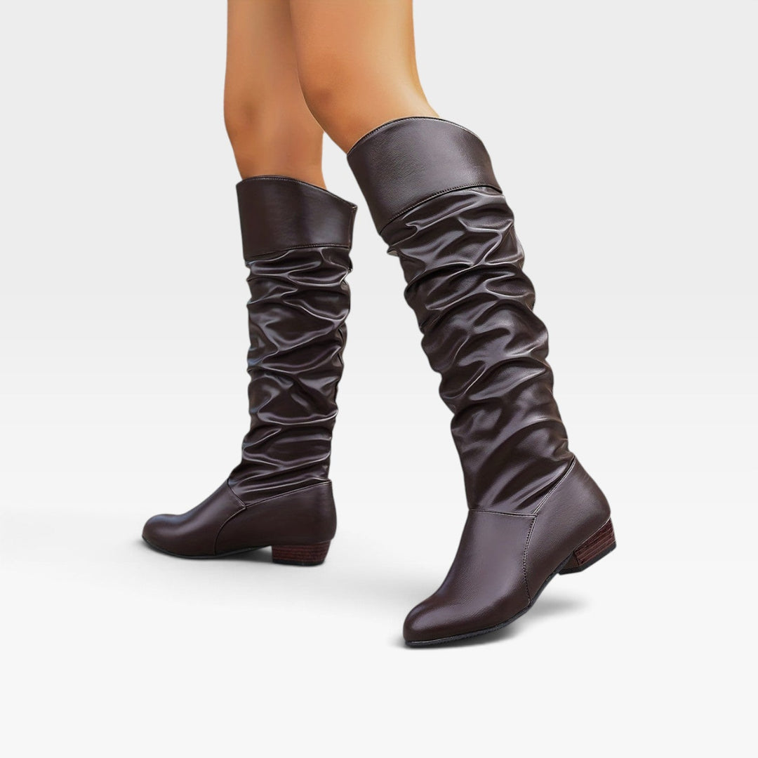 Theodosia | Relaxed Knee High Block Heel Boots Women