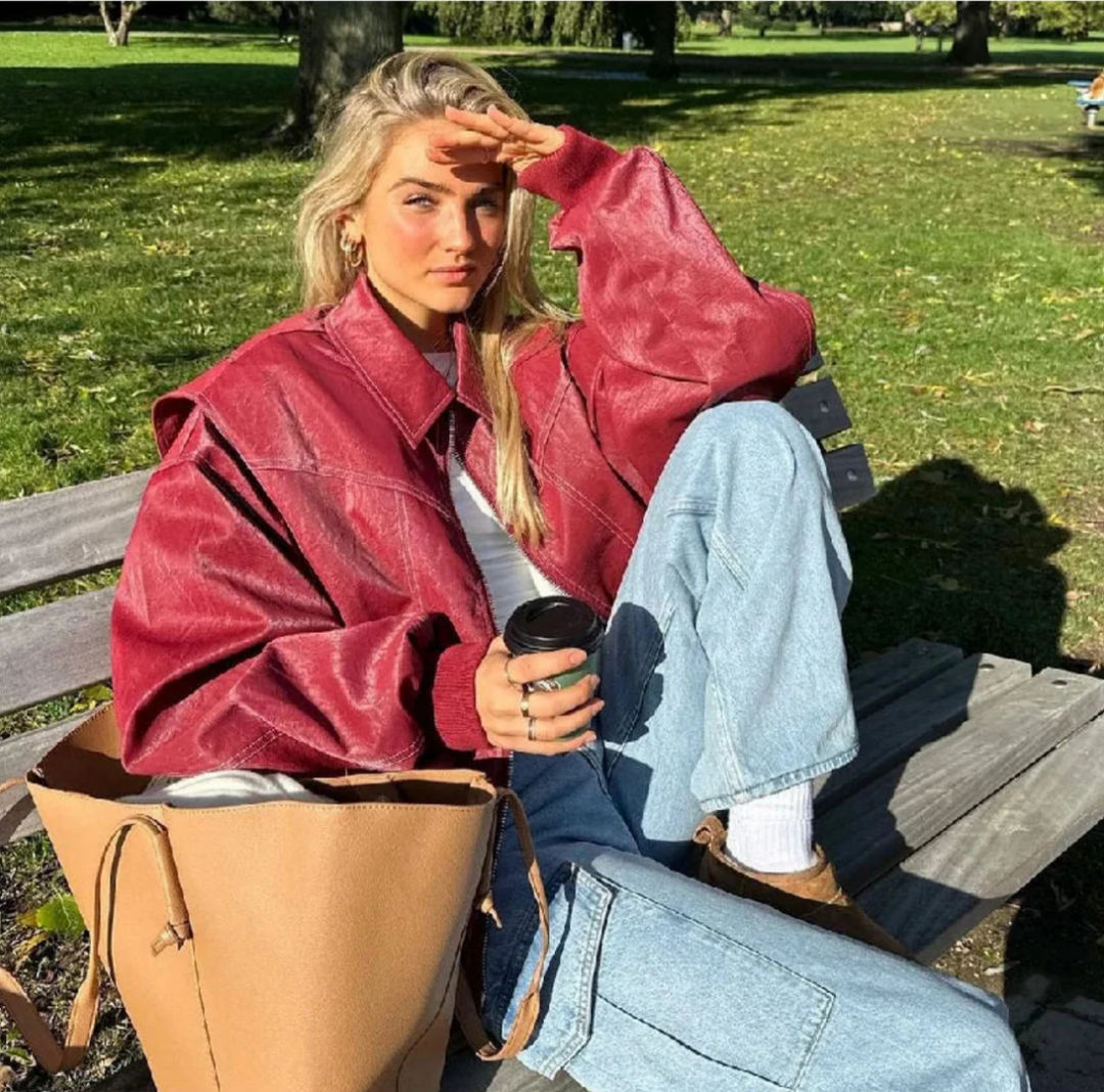 Seraphina | Relaxed Oversized Leather Bomber Jacket