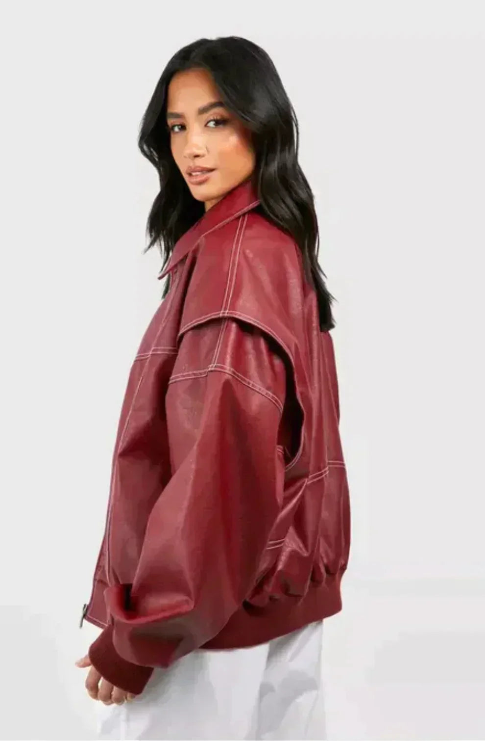 Seraphina | Relaxed Oversized Leather Bomber Jacket