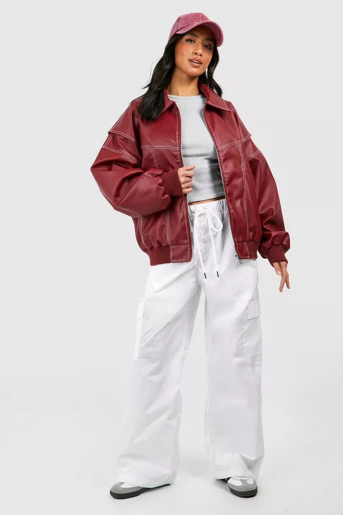 Seraphina | Relaxed Oversized Leather Bomber Jacket