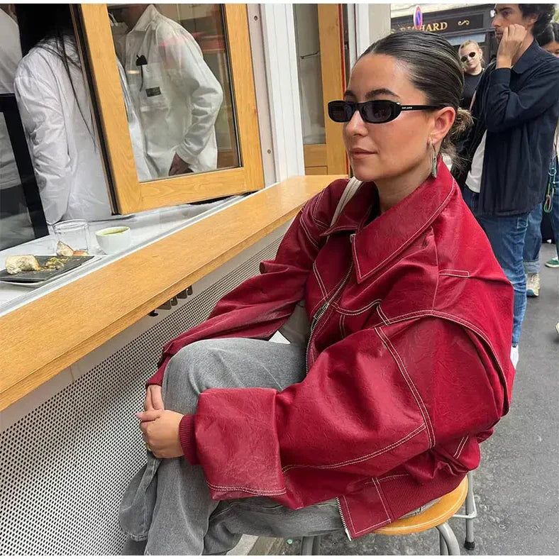 Seraphina | Relaxed Oversized Leather Bomber Jacket