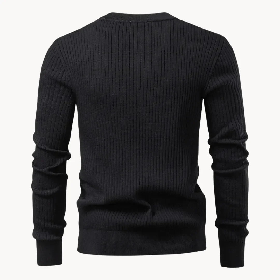 Nico | Fitted Round-Neck Jumper with Button Closure for Men