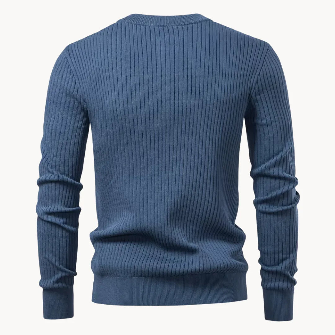 Nico | Fitted Round-Neck Jumper with Button Closure for Men