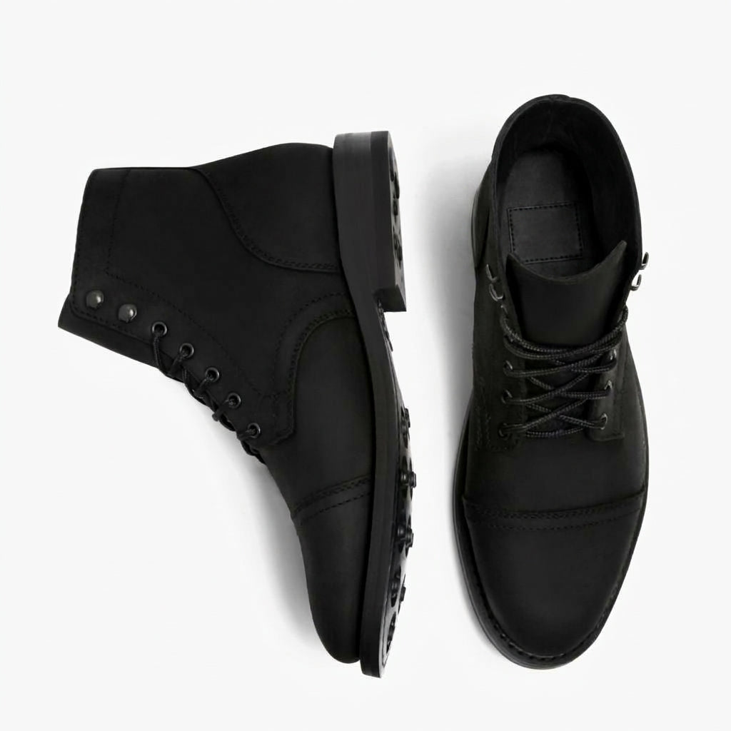 Idris | Timeless Leather Cap-Toe Lace-Up Boots for Men
