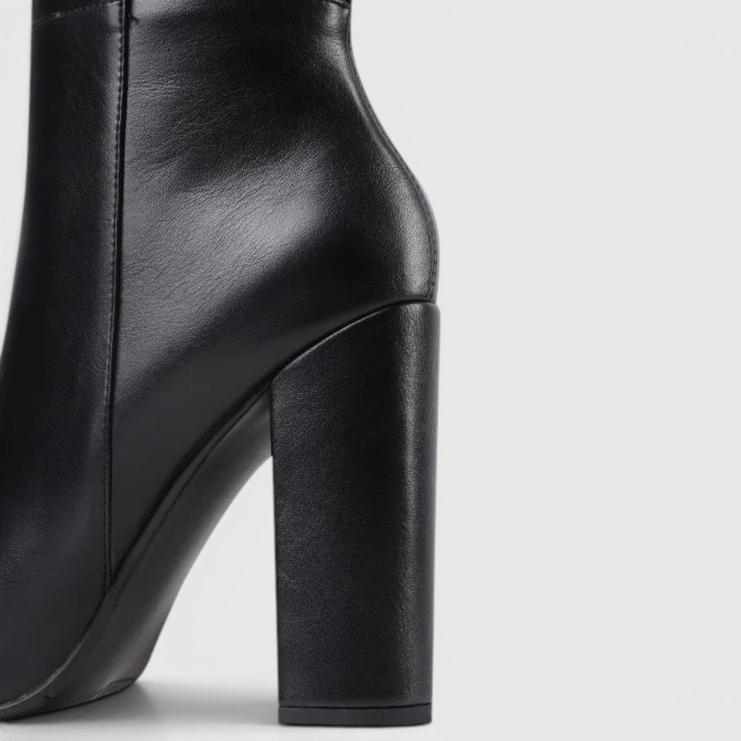 Hermione | Sharp Knee High Block Heel Boots