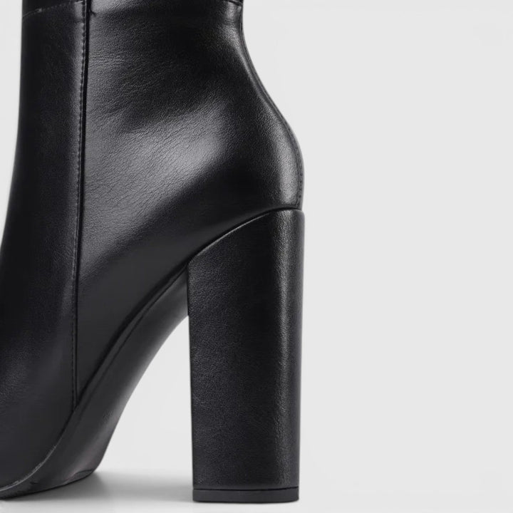Hermione | Sharp Knee High Block Heel Boots