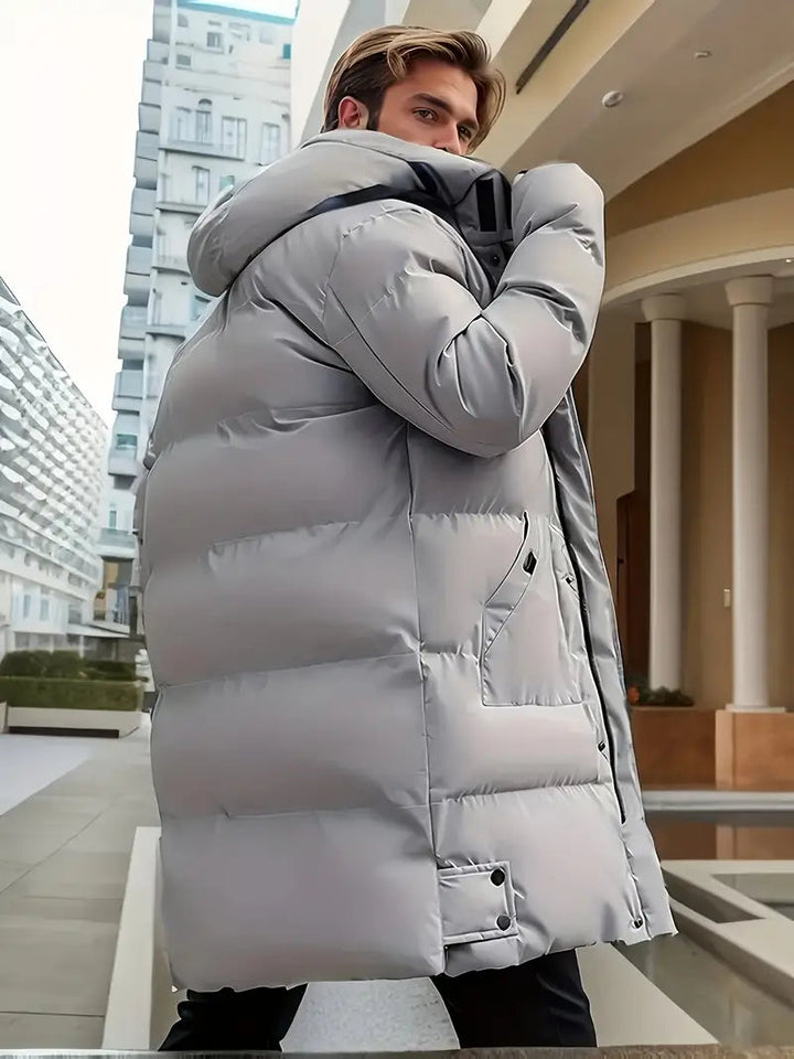 Warrick | Premium Long Hooded Puffer Jacket for Men