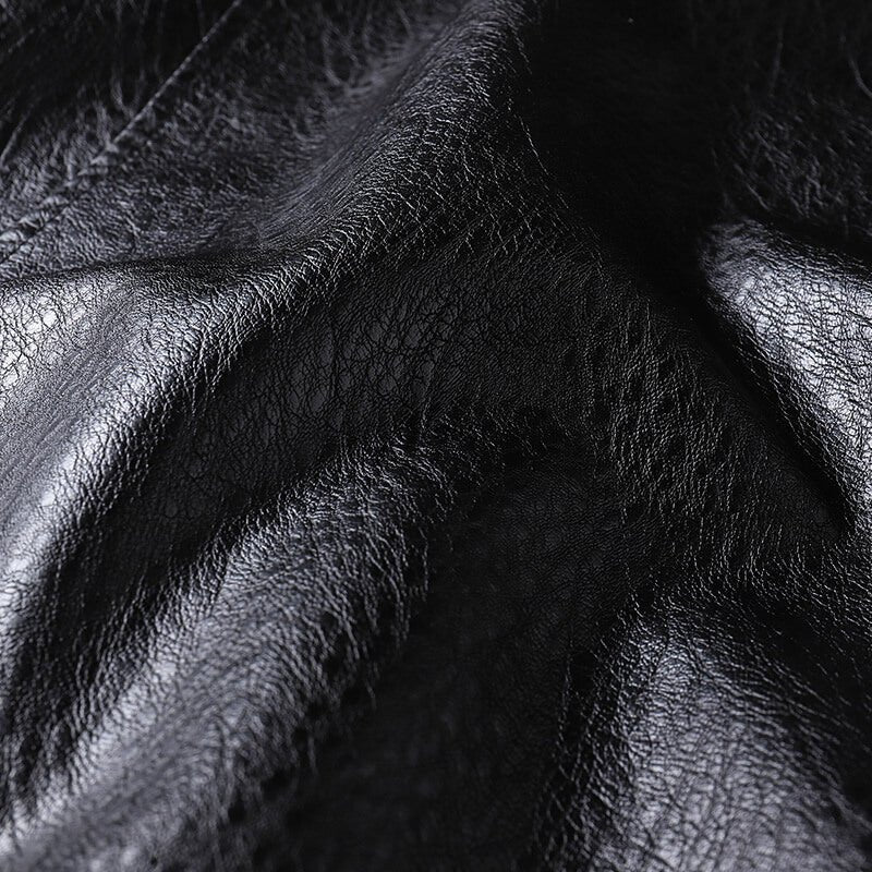 Rhydian | Sharp Ribbed-Collar Leather Bomber Jacket