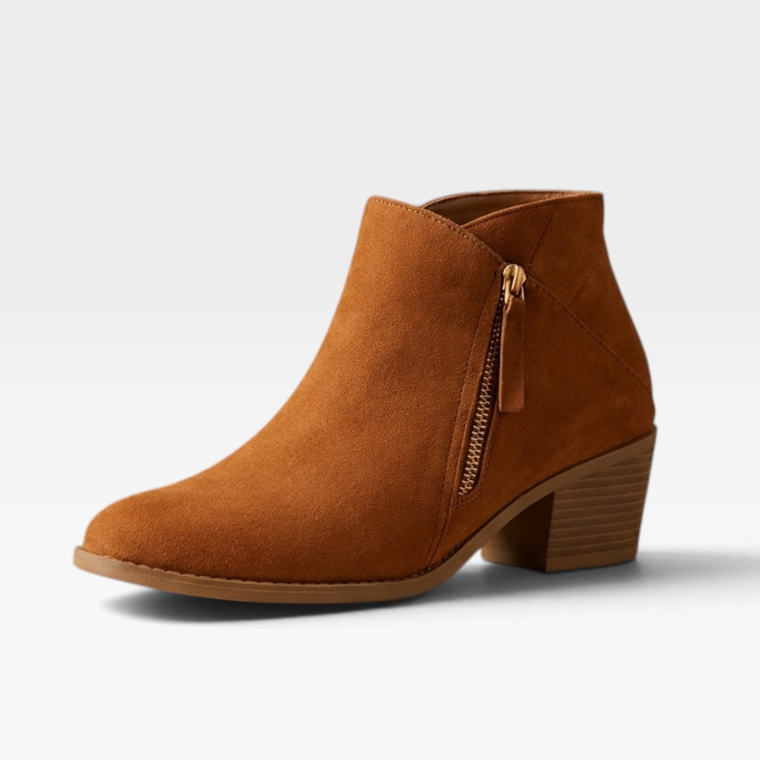 Evangeline | Polished Suede Block Heel Ankle Boots Women