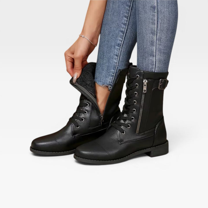 Aurelia | Rugged Combat Leather Lace Up Boots