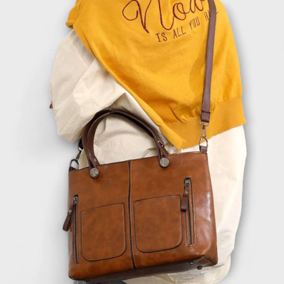 Lora | Classic Leather Tote Bag for Women