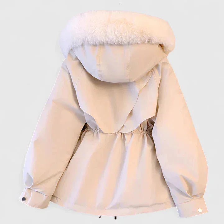 Kiana | Elegant Faux Fur Trim Parka Drawstring Waist