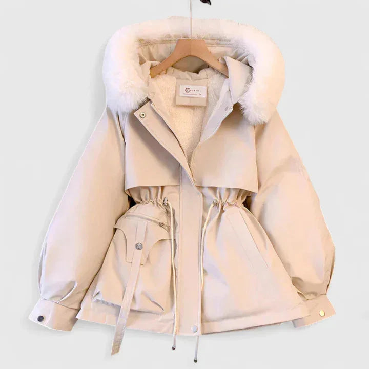 Kiana | Elegant Faux Fur Trim Parka Drawstring Waist