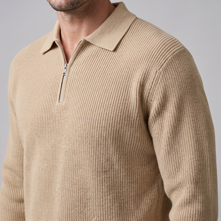 Soren | Sharp Quarter Zip Polo Knitted Sweater