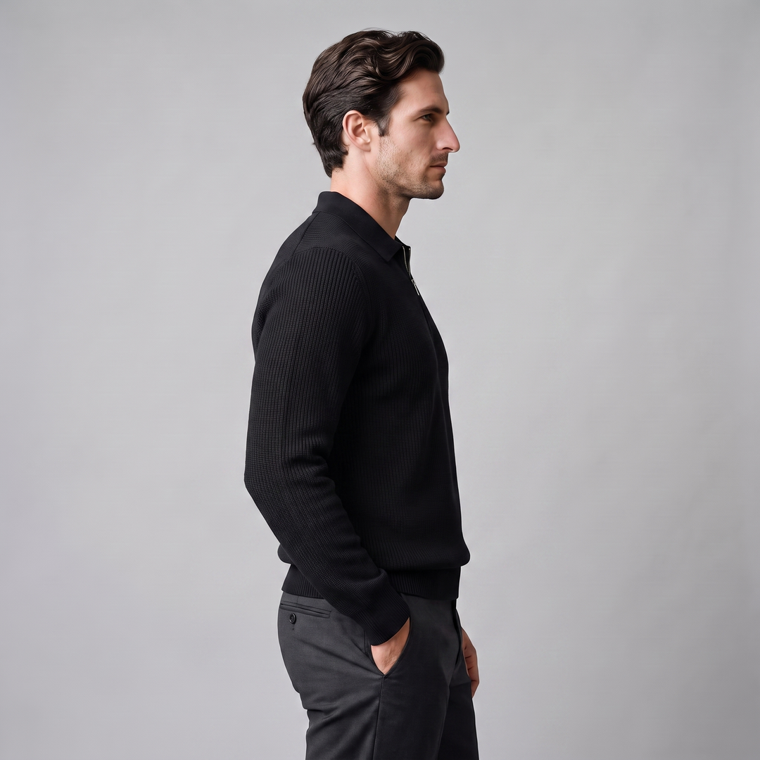 Soren | Sharp Quarter Zip Polo Knitted Sweater