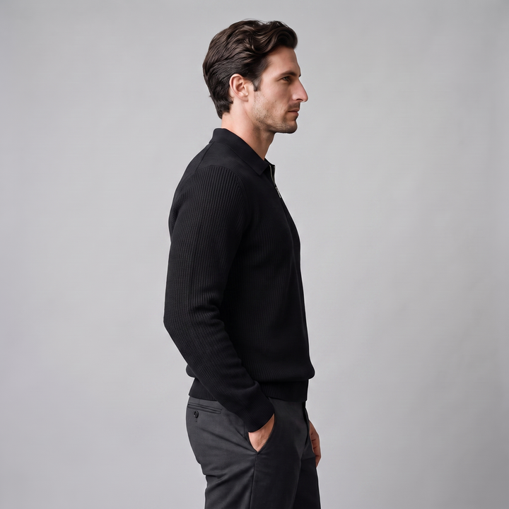 Soren | Sharp Quarter Zip Polo Knitted Sweater