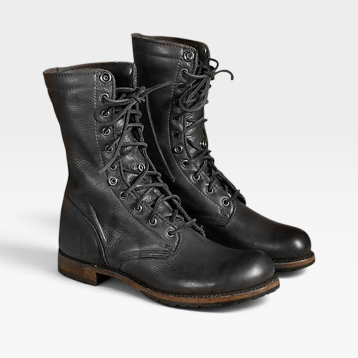 Hermione | Rugged Leather Lace-Up Combat Boots Women