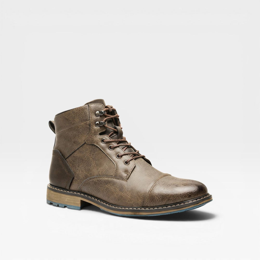 Carrick | Bold Cap Toe Lace-Up Leather Boots