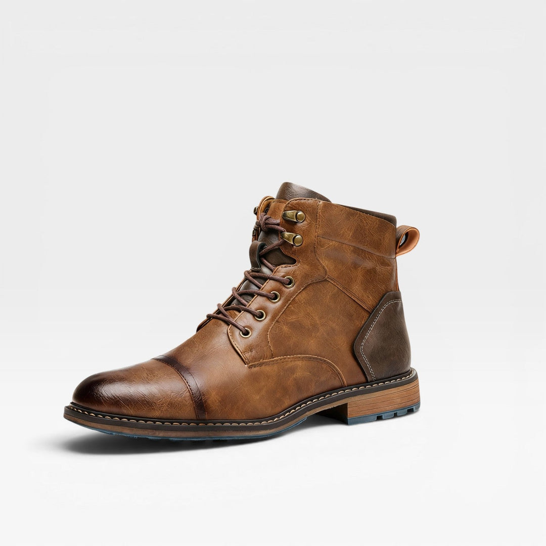 Carrick | Bold Cap Toe Lace-Up Leather Boots