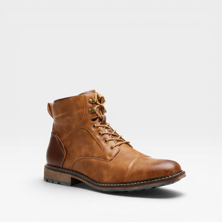 Carrick | Bold Cap Toe Lace-Up Leather Boots