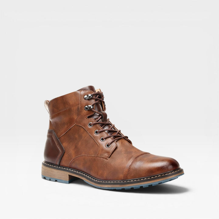 Carrick | Bold Cap Toe Lace-Up Leather Boots