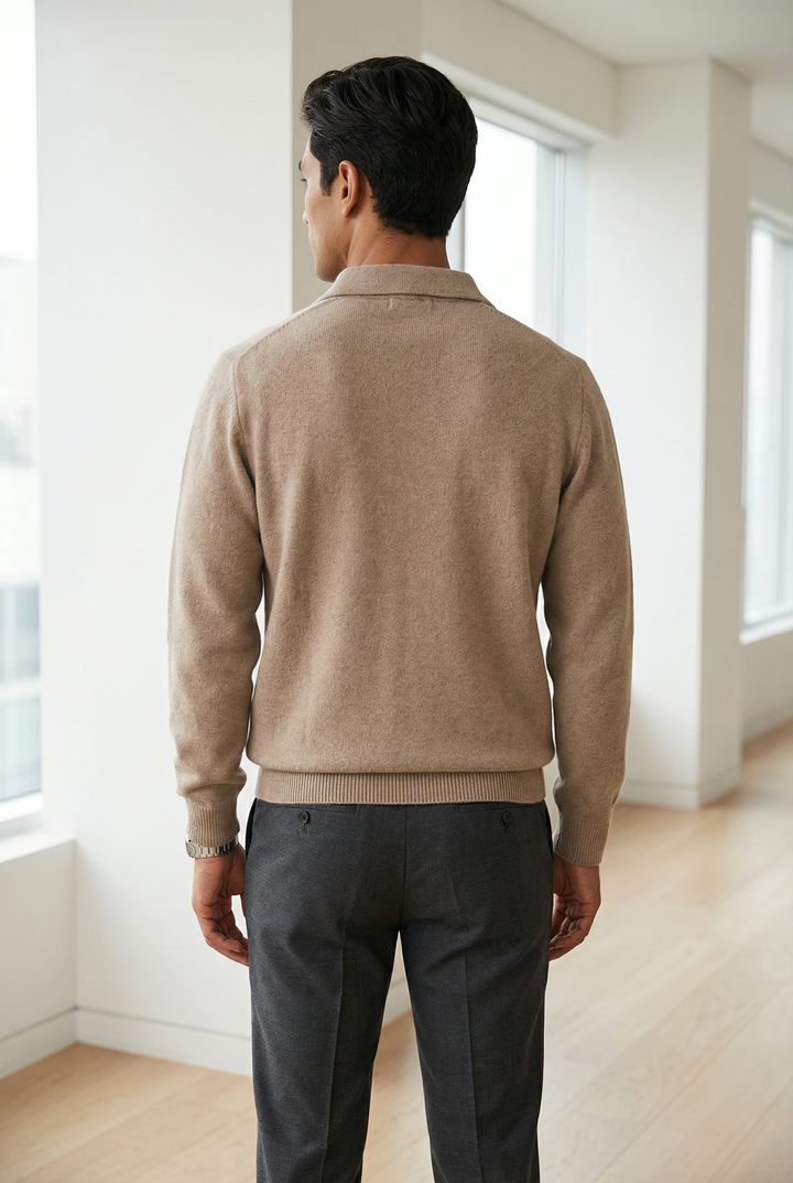 Marcus | Relaxed Knitted Polo Jumper for Men's Smart Casual Knitwear