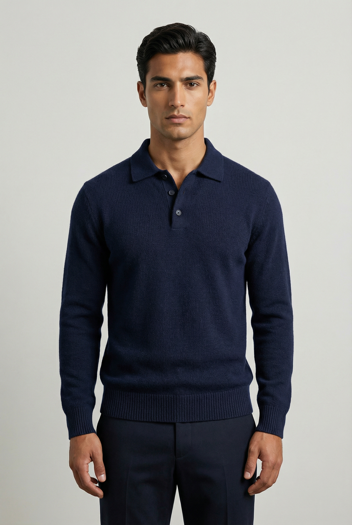 Marcus | Relaxed Knitted Polo Jumper for Men's Smart Casual Knitwear