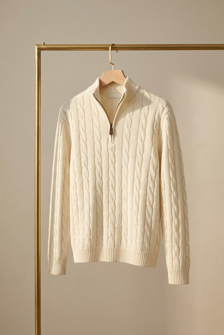 Men's Cable Knit Half Zip Sweater