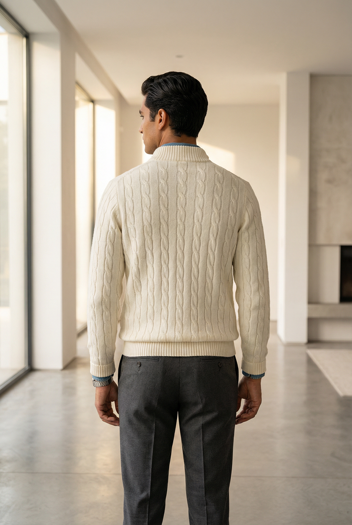 Men's Cable Knit Half Zip Sweater